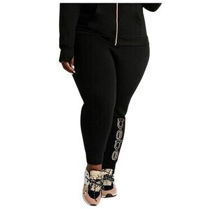 NWT bebe Sport Women Pants Black Jogger Sweatpants | Rose Jeweled Logo - Size 3X